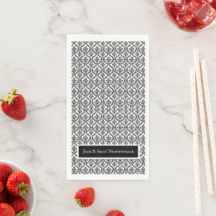 Servilleta De Papel Halloween Damasco Brocado Victoriano Negro sobre B