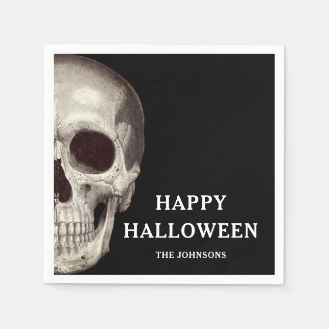 Servilleta De Papel Halloween de adultos negros con espanto (Anverso)