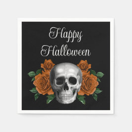 Servilleta De Papel Halloween de Black Gothic Floral Skull