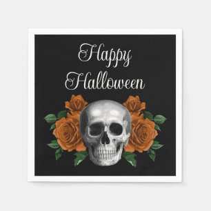 Servilleta De Papel Halloween de Black Gothic Floral Skull