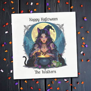 Servilleta De Papel Halloween de Brujas y Cauldrones Personalizados