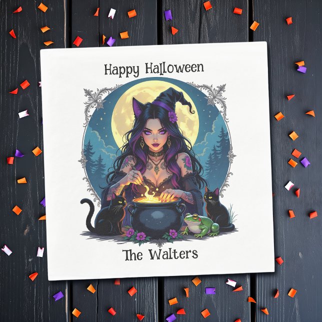 Servilleta De Papel Halloween de Brujas y Cauldrones Personalizados (Subido por el creador)