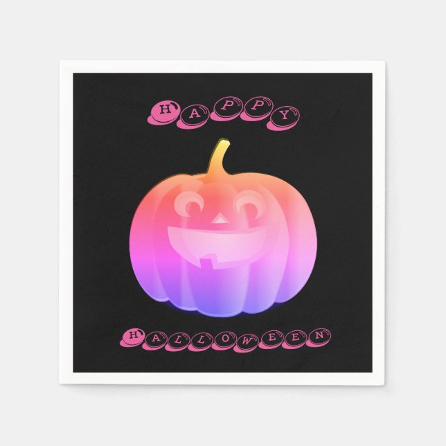 Servilleta De Papel Halloween de calabaza rosa (Anverso)