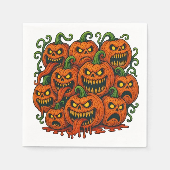 Servilleta De Papel Halloween de calabaza sonriente (Anverso)