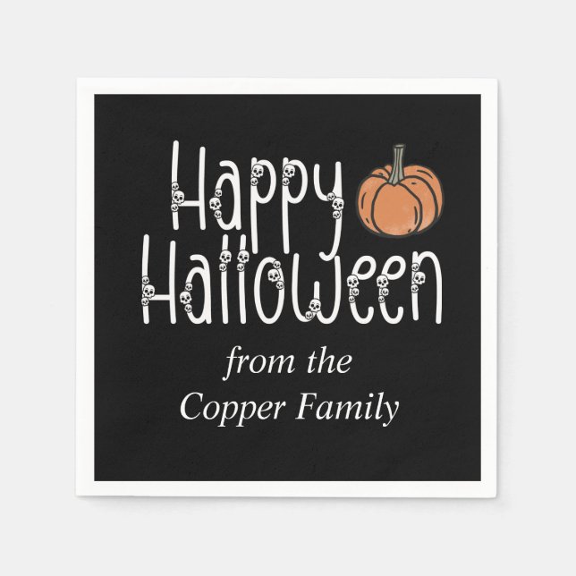 Servilleta De Papel Halloween de cráneo festivo personalizado (Anverso)