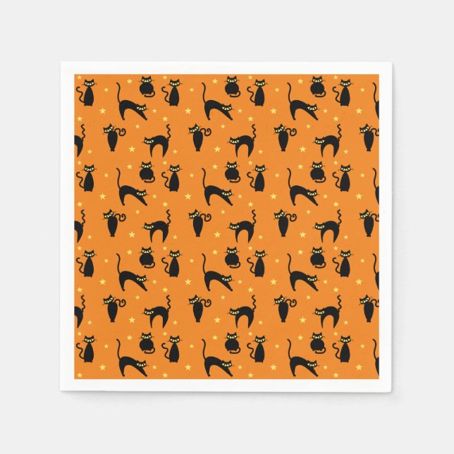 Servilleta De Papel Halloween de gatos negros Mod (Anverso)