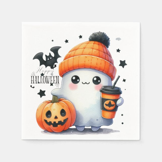 Servilleta De Papel Halloween de la calabaza fantasma (Anverso)