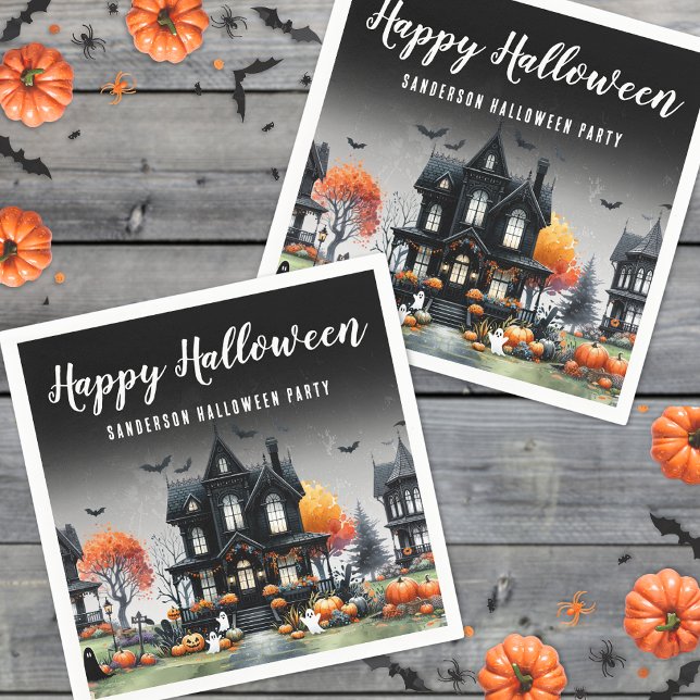 Servilleta De Papel Halloween de la casa de Haunted (Haunted House Halloween Napkins)