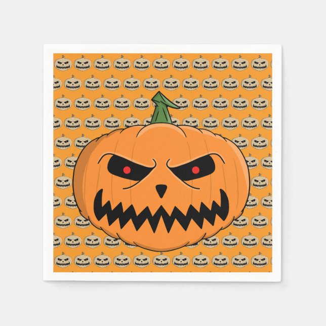 Servilleta De Papel Halloween de Menacing Jack O'Lantern (Anverso)