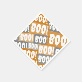Servilleta De Papel Halloween de Naranja moderno y patrón de boo gris