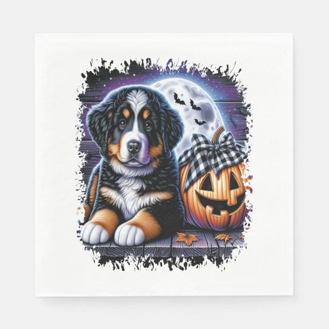 Servilleta De Papel Halloween de Perro de Montaña de Bernese (Anverso)
