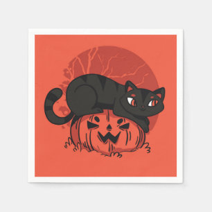 Servilleta De Papel Halloween del gato negro