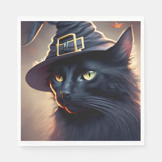 Servilleta De Papel Halloween del gato negro (Anverso)