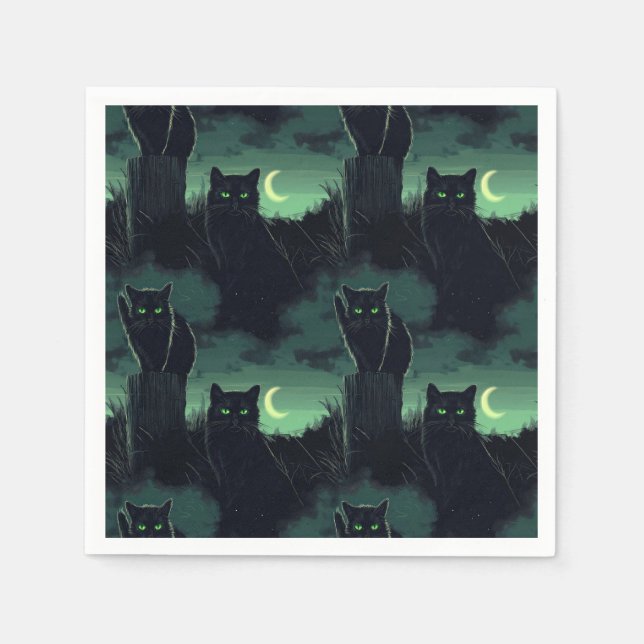 Servilleta De Papel Halloween del gato negro (Anverso)