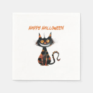 Servilleta De Papel Halloween del gato negro y Naranja espeluznante
