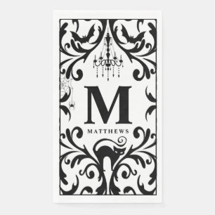 Servilleta De Papel Halloween del Monograma de Glam Damask