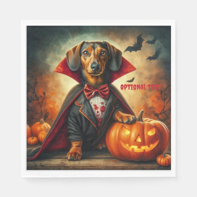 Servilleta De Papel Halloween del vampiro de Dachshund (Anverso)