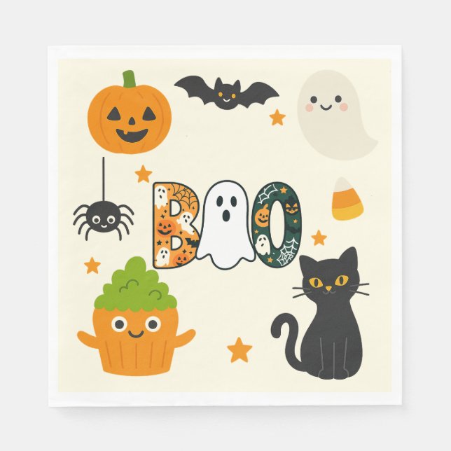 Servilleta De Papel Halloween editable - Bash de pequeños monstruos - (Anverso)