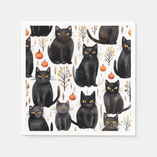Servilleta De Papel Halloween elegante de otoño de gato negro