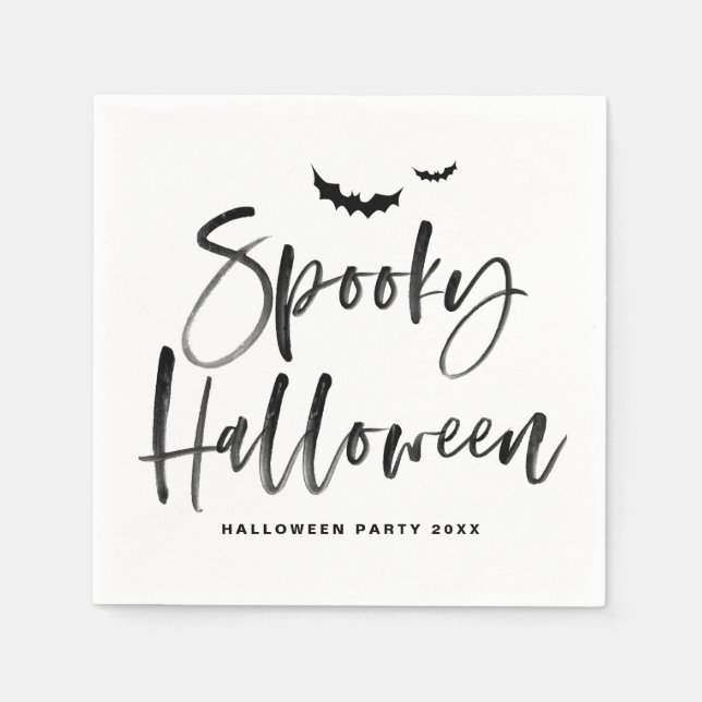 Servilleta De Papel Halloween espeluznante con letras de pincel negro (Anverso)