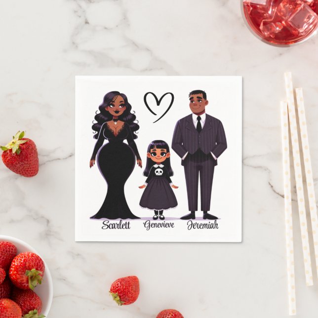 Servilleta De Papel Halloween familiar personalizado y espeluznante (In situ)