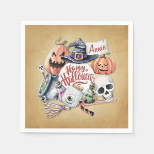Servilleta De Papel Halloween Feliz de Vintage personalizado   Servill