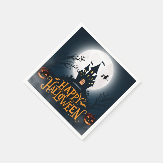 Servilleta De Papel Halloween feliz negro y Naranja (Borde)