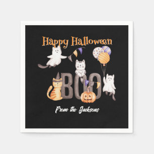 Servilleta De Papel Halloween Feliz Personalizado GATITOS Y BOO