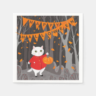 Servilleta De Papel Halloween Gato Lindo & Jack o linterna