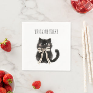 Servilleta De Papel Halloween Gato Negro Lindo Truco o Trato