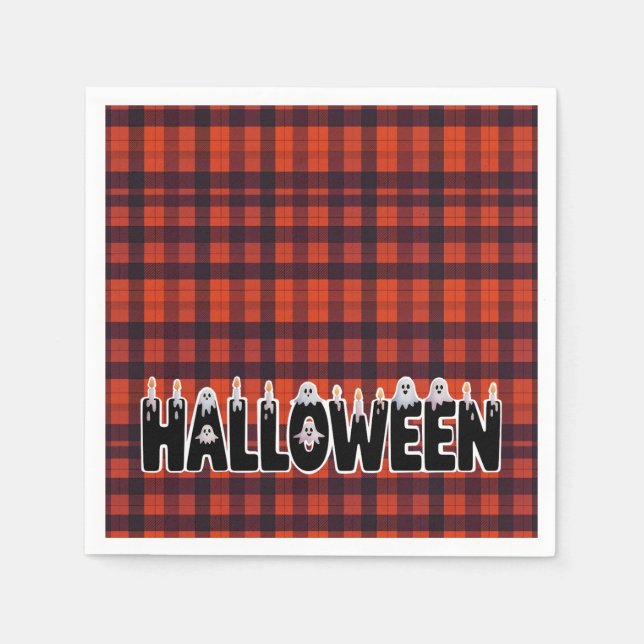 Servilleta De Papel Halloween Ghost Candle Lettering (Anverso)