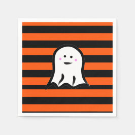 Servilleta De Papel Halloween Ghost on Black and Orange Stripes 