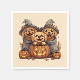 Servilleta De Papel Halloween Golden Retriever Perro Jack O Lantern