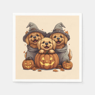 Servilleta De Papel Halloween Golden Retriever Perro Jack O Lantern