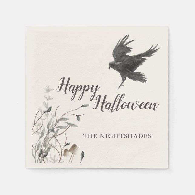 Servilleta De Papel Halloween gótico espeluznante | Raven negro (Anverso)