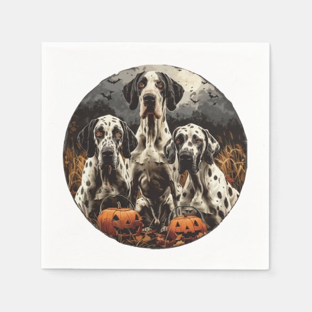 Servilleta De Papel Halloween Great Dane Dogs Jack O Lantern (Anverso)