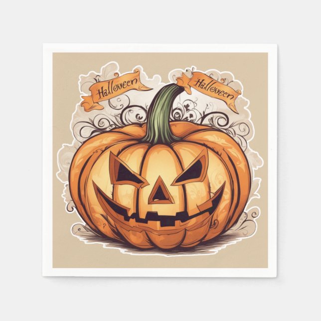 Servilleta De Papel Halloween: Großer Kürbis -  (Anverso)