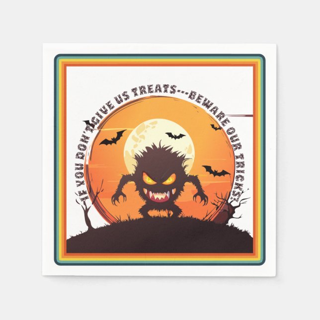 Servilleta De Papel Halloween Hairy Little Monster Trick or Trete (Anverso)