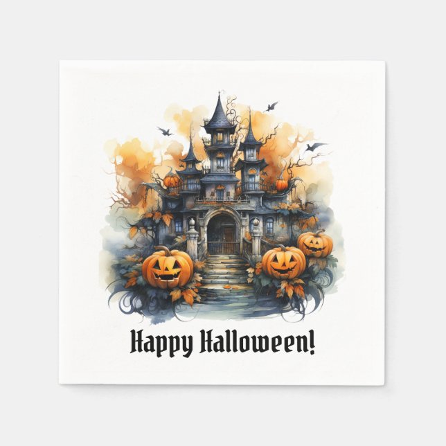 Servilleta De Papel Halloween Hauned Castle Paper Fiesta Napkin (Anverso)