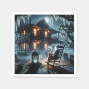 Servilleta De Papel Halloween Hauned House con lápida