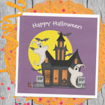 Halloween Hauned House Paper Napkin