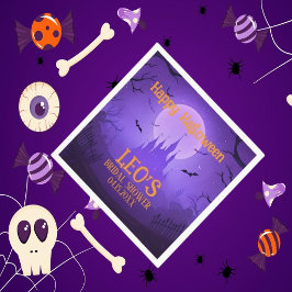 Servilleta De Papel Halloween Haunted Castle Purple Bridal Shower 