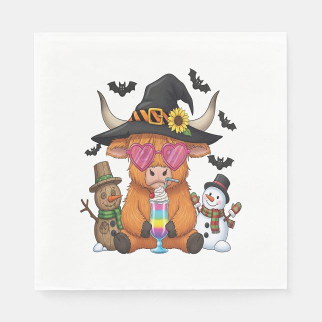 Servilleta De Papel Halloween Highland Cow (Anverso)