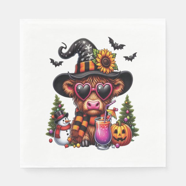 Servilleta De Papel Halloween Highland Cow (Anverso)