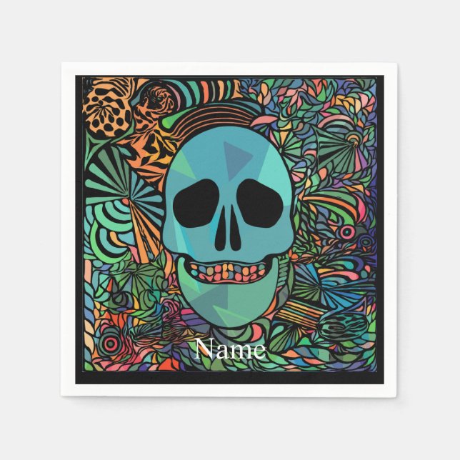 Servilleta De Papel Halloween Hippie Skull Thunder_Cove (Anverso)