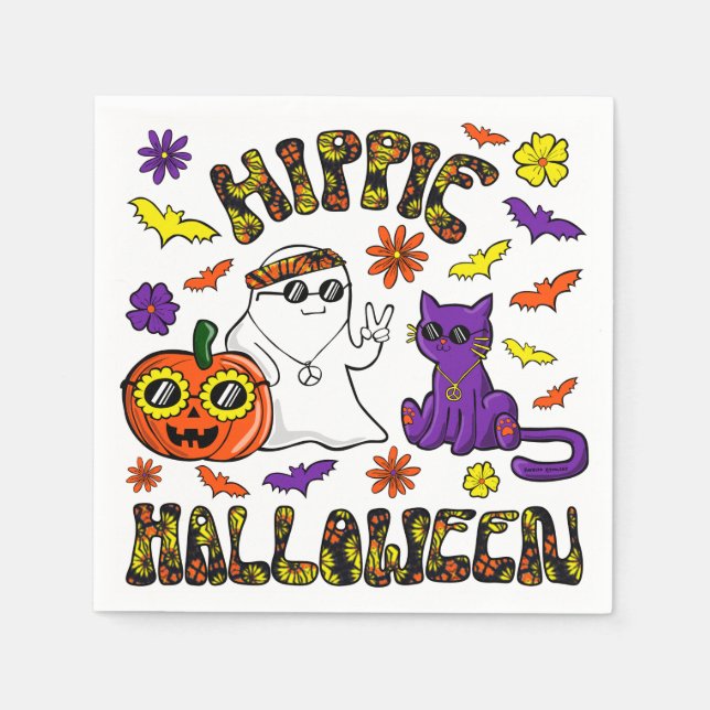 Servilleta De Papel Halloween Hippie Trio Napkins (Anverso)