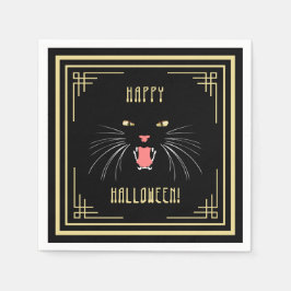 Servilleta De Papel Halloween Hissing Cat Black Elegant Paper Napkins