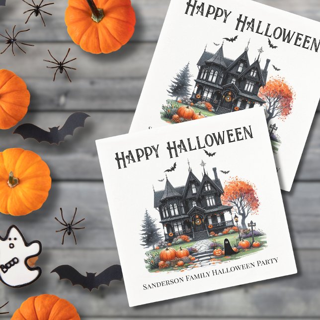 Servilleta De Papel Halloween House Halloween Party (Haunted House Halloween Party Napkins)