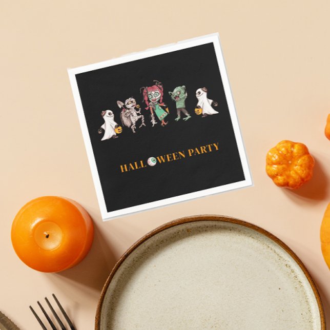 Servilleta De Papel Halloween infantil espeluznante (fun modern halloween party napkins )