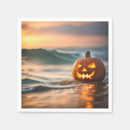 Servilleta De Papel Halloween Jack-o-Lantern en la costa